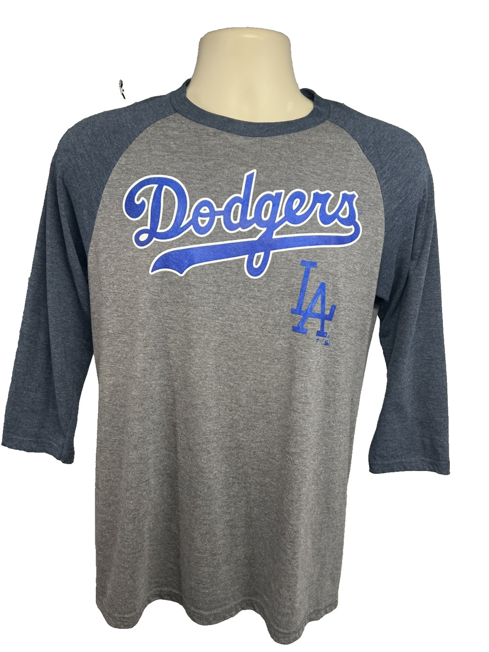 Fanatics MLB Los Angeles Dodgers Raglan Colorblock Tee Mens Small 3/4 Sleeve